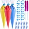 122 Pieces Tipless Piping Bags - 100pcs Disposable Piping Pastry Bag for Royal Icing/Cookies Decorating - 10 Pastry Bag Ties,10 Clips &2 Scriber Needle - Best Cookie/Cake Decorating Tools (14 inch)